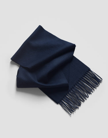 ROBINSON MAN | Fringed Cashmere Scarf | Navy Blue