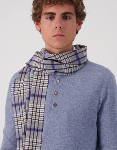 ROBINSON MAN | Superfine Cashmere Scarf | Blue Check