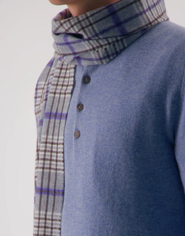 ROBINSON MAN | Superfine Cashmere Scarf | Blue Check