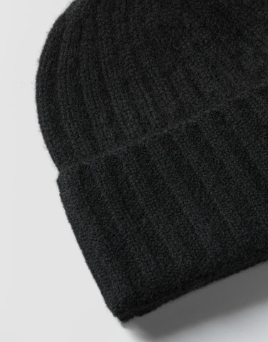 ROBINSON MAN | Ribbed Cashmere Beanie | Black