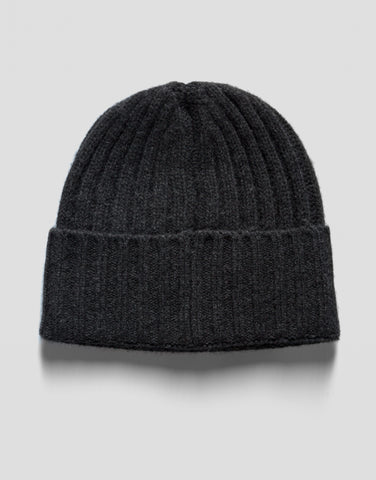 ROBINSON MAN | Ribbed Cashmere Beanie | Charcoal