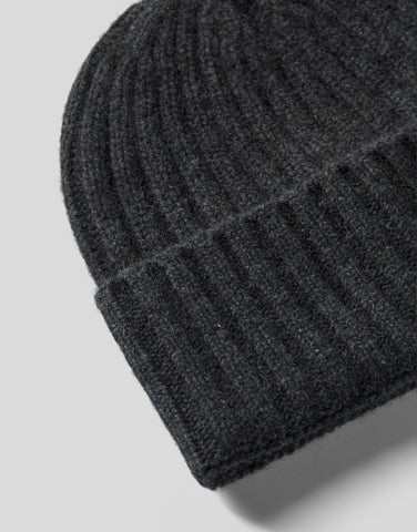 ROBINSON MAN | Ribbed Cashmere Beanie | Charcoal