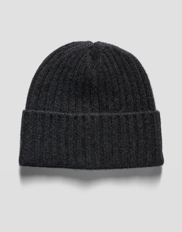 ROBINSON MAN | Ribbed Cashmere Beanie | Charcoal