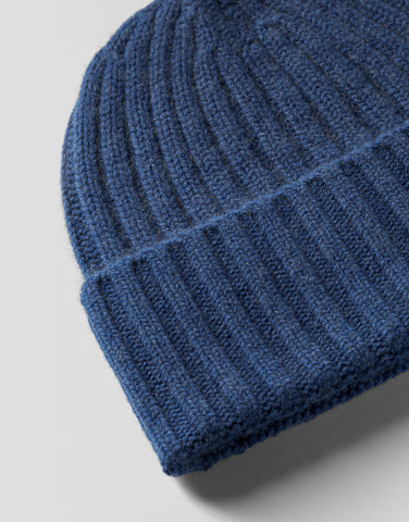 ROBINSON MAN | Ribbed Cashmere Beanie | Denim Blue