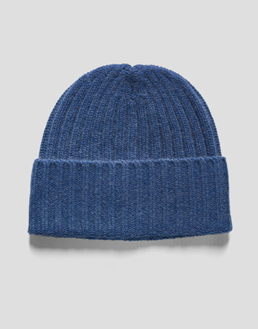 ROBINSON MAN | Ribbed Cashmere Beanie | Denim Blue
