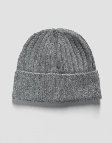 ROBINSON MAN | Ribbed Cashmere Beanie | Mid Grey