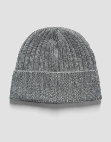 ROBINSON MAN | Ribbed Cashmere Beanie | Mid Grey