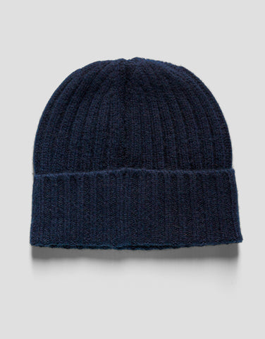 ROBINSON MAN | Ribbed Cashmere Beanie | Navy
