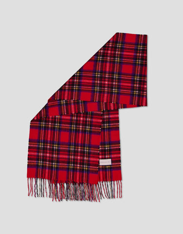 ROBINSON MAN | Fringed Cashmere Scarf | Red Tartan