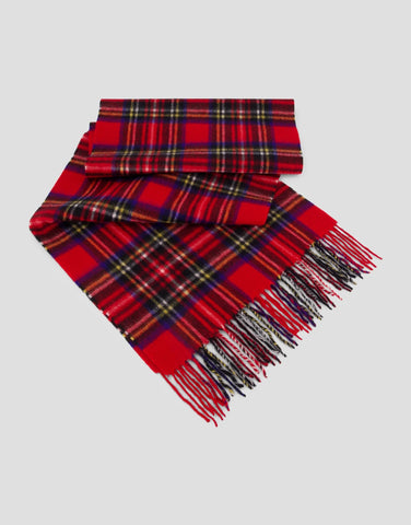 ROBINSON MAN | Fringed Cashmere Scarf | Red Tartan