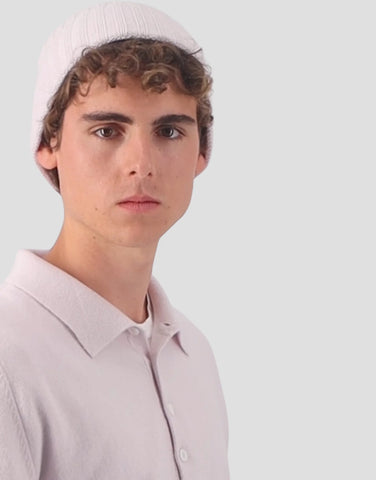 ROBINSON MAN | Ribbed Cashmere Beanie | Pink Sand