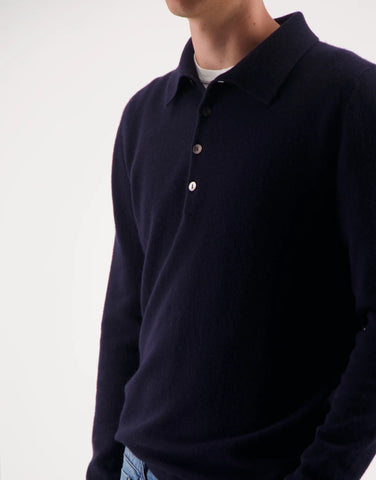 ROBINSON MAN | Endeavour Cashmere Polo Sweater | Navy