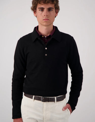 ROBINSON MAN | Endeavour Cashmere Polo Sweater | Black