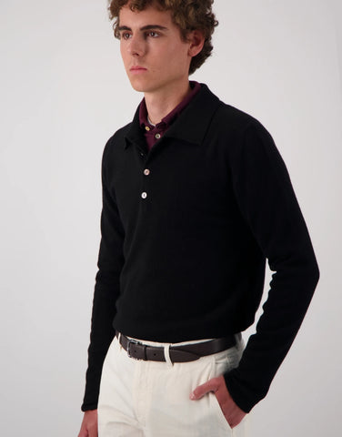 ROBINSON MAN | Endeavour Cashmere Polo Sweater | Black