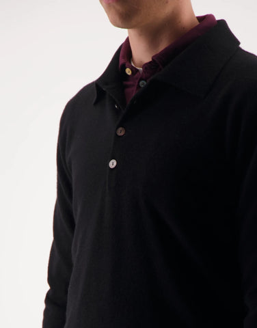 ROBINSON MAN | Endeavour Cashmere Polo Sweater | Black