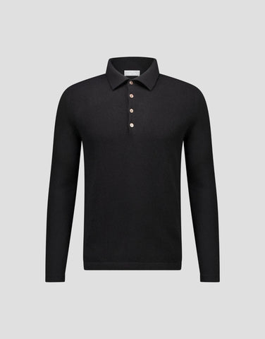 ROBINSON MAN | Endeavour Cashmere Polo Sweater | Black