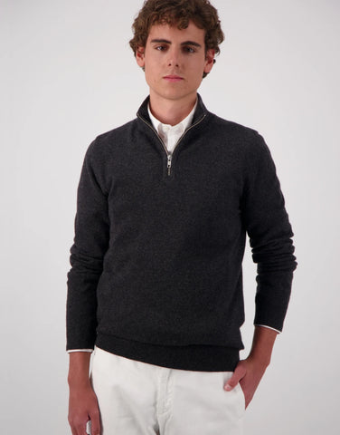 ROBINSON MAN | JCK Half-Zip Cashmere Sweater | Charcoal Melange