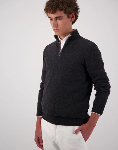 ROBINSON MAN | JCK Half-Zip Cashmere Sweater | Charcoal Melange