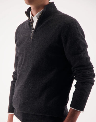 ROBINSON MAN | JCK Half-Zip Cashmere Sweater | Charcoal Melange
