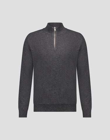 ROBINSON MAN | JCK Half-Zip Cashmere Sweater | Charcoal Melange
