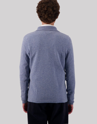 ROBINSON MAN | Endeavour Cashmere Polo Sweater | Chambray Melange