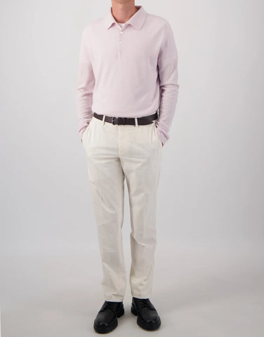 ROBINSON MAN | Endeavour Cashmere Polo Sweater | Pink Sand