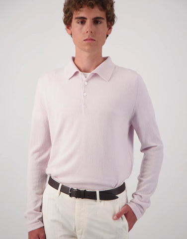 ROBINSON MAN | Endeavour Cashmere Polo Sweater | Pink Sand