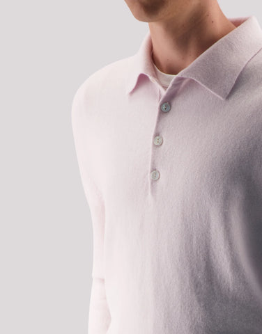 ROBINSON MAN | Endeavour Cashmere Polo Sweater | Pink Sand