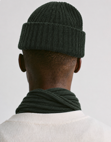 ROBINSON MAN | Ribbed Cashmere Beanie | Pine